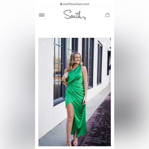 South boutique- Green drape silky dress